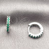 Argolla Huggie 02.267.0148.6.12 Rodio Laminado, con Zirconia Cubica Verde, Pulido, Rodinado