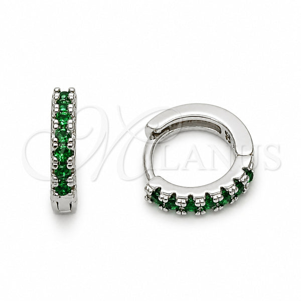 Argolla Huggie 02.267.0148.6.12 Rodio Laminado, con Zirconia Cubica Verde, Pulido, Rodinado