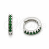 Argolla Huggie 02.267.0148.6.12 Rodio Laminado, con Zirconia Cubica Verde, Pulido, Rodinado