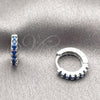 Argolla Huggie 02.267.0148.7.12 Rodio Laminado, con Zirconia Cubica Zafiro Azul, Pulido, Rodinado