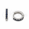 Argolla Huggie 02.267.0148.7.12 Rodio Laminado, con Zirconia Cubica Zafiro Azul, Pulido, Rodinado