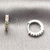 Argolla Huggie 02.267.0148.9.12 Rodio Laminado, con Zirconia Cubica Multicolor, Pulido, Rodinado