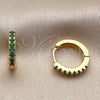 Argolla Huggie 02.267.0148.1.14 Oro Laminado, con Zirconia Cubica Verde, Pulido, Tono Dorado