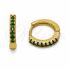 Argolla Huggie 02.267.0148.1.14 Oro Laminado, con Zirconia Cubica Verde, Pulido, Tono Dorado