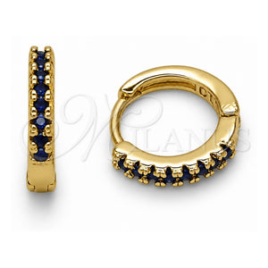 Argolla Huggie 02.267.0148.2.14 Oro Laminado, con Zirconia Cubica Zafiro Azul, Pulido, Tono Dorado