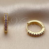 Argolla Huggie 02.267.0148.3.14 Oro Laminado, con Zirconia Cubica Amatista, Pulido, Tono Dorado
