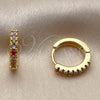 Argolla Huggie 02.267.0148.4.14 Oro Laminado, con Zirconia Cubica Multicolor, Pulido, Tono Dorado