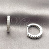 Argolla Huggie 02.267.0148.5.14 Rodio Laminado, con Zirconia Cubica Blanca, Pulido, Rodinado