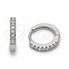 Argolla Huggie 02.267.0148.5.14 Rodio Laminado, con Zirconia Cubica Blanca, Pulido, Rodinado