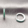 Argolla Huggie 02.267.0148.6.14 Rodio Laminado, con Zirconia Cubica Verde, Pulido, Rodinado