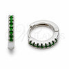 Argolla Huggie 02.267.0148.6.14 Rodio Laminado, con Zirconia Cubica Verde, Pulido, Rodinado