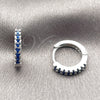 Argolla Huggie 02.267.0148.7.14 Rodio Laminado, con Zirconia Cubica Zafiro Azul, Pulido, Rodinado