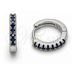 Argolla Huggie 02.267.0148.7.14 Oro Laminado Blanco, con Zirconia Cubica Zafiro Azul, Pulido, Rodinado