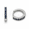 Argolla Huggie 02.267.0148.7.14 Rodio Laminado, con Zirconia Cubica Zafiro Azul, Pulido, Rodinado