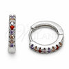 Argolla Huggie 02.267.0148.9.14 Rodio Laminado, con Zirconia Cubica Multicolor, Pulido, Rodinado