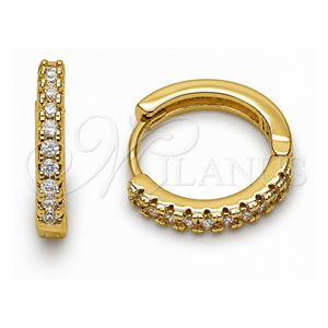 Argolla Huggie 02.267.0148.16 Oro Laminado, con Zirconia Cubica Blanca, Pulido, Tono Dorado