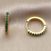 Argolla Huggie 02.267.0148.1.16 Oro Laminado, con Zirconia Cubica Verde, Pulido, Tono Dorado
