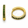 Argolla Huggie 02.267.0148.1.16 Oro Laminado, con Zirconia Cubica Verde, Pulido, Tono Dorado