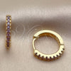Argolla Huggie 02.267.0148.3.16 Oro Laminado, con Zirconia Cubica Amatista, Pulido, Tono Dorado