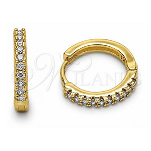 Argolla Huggie 02.267.0148.3.16 Oro Laminado, con Zirconia Cubica Amatista, Pulido, Tono Dorado