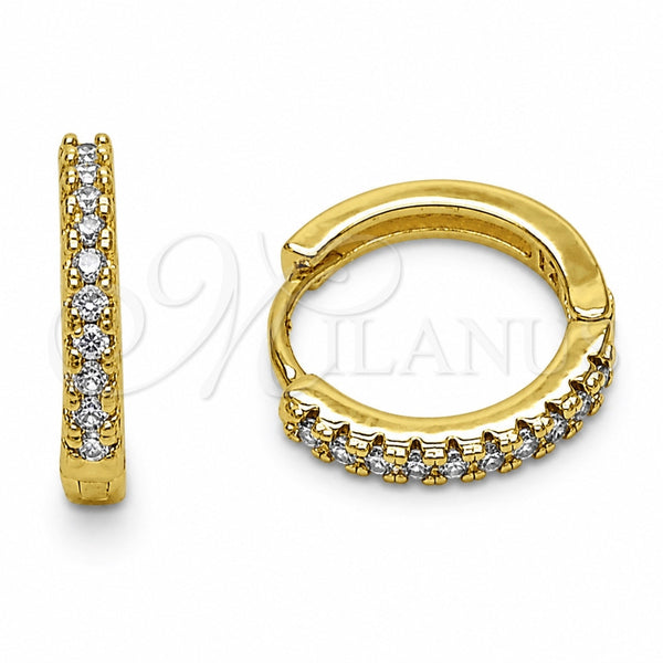 Argolla Huggie 02.267.0148.3.16 Oro Laminado, con Zirconia Cubica Amatista, Pulido, Tono Dorado