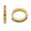 Argolla Huggie 02.267.0148.4.16 Oro Laminado, con Zirconia Cubica Multicolor, Pulido, Tono Dorado