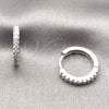 Argolla Huggie 02.267.0148.5.16 Rodio Laminado, con Zirconia Cubica Blanca, Pulido, Rodinado