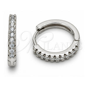 Argolla Huggie 02.267.0148.5.16 Oro Laminado Blanco, con Zirconia Cubica Blanca, Pulido, Rodinado