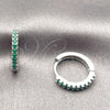 Argolla Huggie 02.267.0148.6.16 Rodio Laminado, con Zirconia Cubica Verde, Pulido, Rodinado