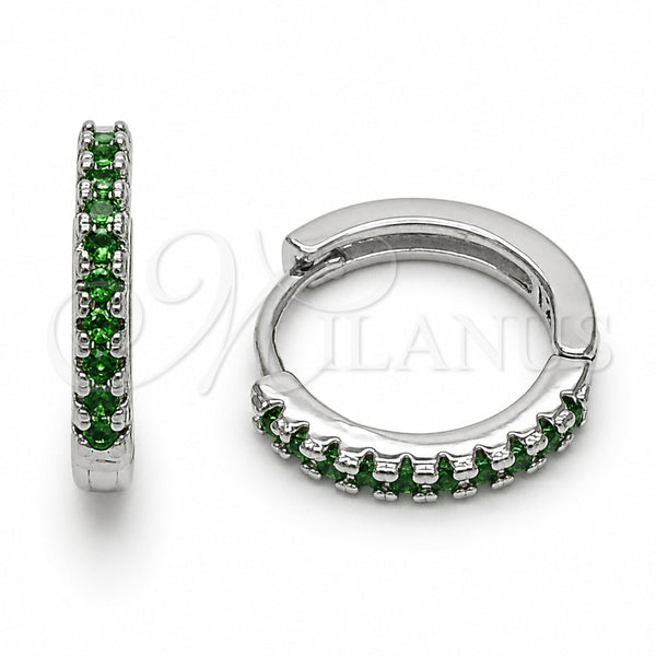 Argolla Huggie 02.267.0148.6.16 Rodio Laminado, con Zirconia Cubica Verde, Pulido, Rodinado