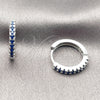 Argolla Huggie 02.267.0148.7.16 Rodio Laminado, con Zirconia Cubica Zafiro Azul, Pulido, Rodinado
