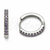 Argolla Huggie 02.267.0148.8.16 Rodio Laminado, con Zirconia Cubica Amatista, Pulido, Rodinado