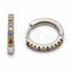 Argolla Huggie 02.267.0148.9.16 Rodio Laminado, con Zirconia Cubica Multicolor, Pulido, Rodinado