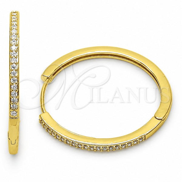 Argolla Huggie 02.267.0149.35 Oro Laminado, con Micro Pave Blanca, Pulido, Tono Dorado
