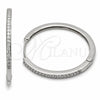 Argolla Huggie 02.267.0149.1.35 Rodio Laminado, con Micro Pave Blanca, Pulido, Rodinado