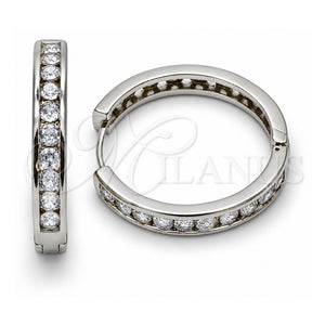 Argolla Huggie 02.267.0150.1.30 Oro Laminado Blanco, con Zirconia Cubica Blanca, Pulido, Rodinado