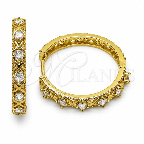 Argolla Huggie 02.267.0151.30 Oro Laminado, con Zirconia Cubica Blanca, Pulido, Tono Dorado