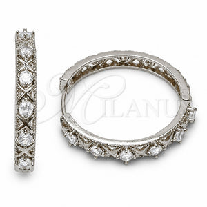 Argolla Huggie 02.267.0151.1.30 Rodio Laminado, con Zirconia Cubica Blanca, Pulido, Rodinado