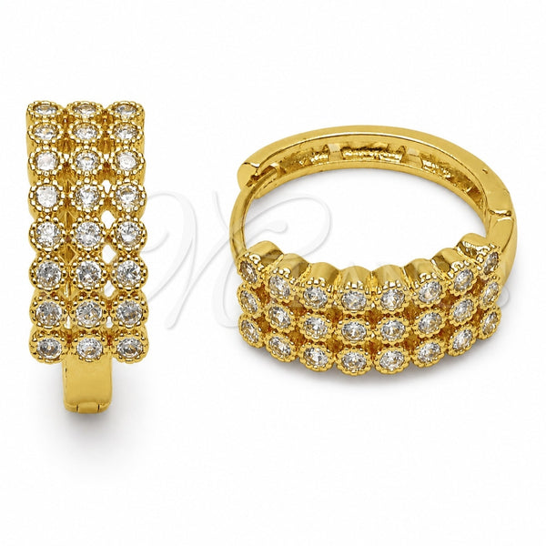 Argolla Huggie 02.267.0152.20 Oro Laminado, con Zirconia Cubica Blanca, Pulido, Tono Dorado
