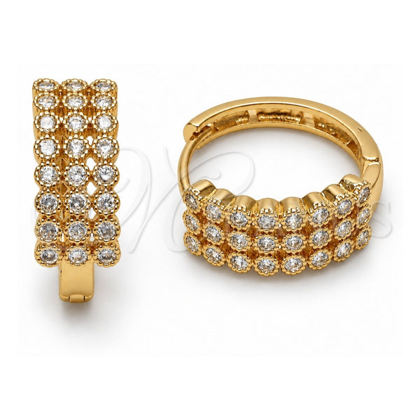 Argolla Huggie 02.267.0152.20 Oro Laminado, con Zirconia Cubica Blanca, Pulido, Tono Dorado