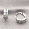 Argolla Huggie 02.267.0152.1.20 Rodio Laminado, con Zirconia Cubica Blanca, Pulido, Rodinado