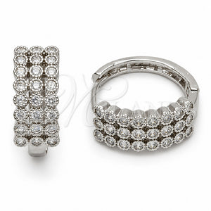Argolla Huggie 02.267.0152.1.20 Rodio Laminado, con Zirconia Cubica Blanca, Pulido, Rodinado