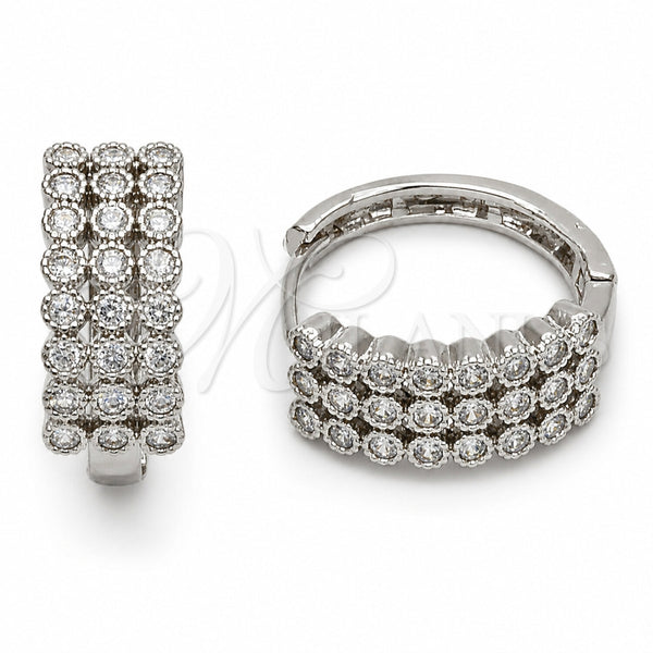 Argolla Huggie 02.267.0152.1.20 Rodio Laminado, con Zirconia Cubica Blanca, Pulido, Rodinado