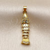 Dije Elegante 05.459.0074.1 Oro Laminado, Diseño de Pescado, con Zirconia Cubica Blanca, Pulido, Tono Dorado