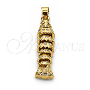 Dije Elegante 05.459.0074.1 Oro Laminado, Diseño de Pescado, con Zirconia Cubica Blanca, Pulido, Tono Dorado