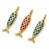 Dije Elegante 05.459.0075.1 Oro Laminado, Diseño de Pescado, Esmaltado Rojo, Tono Dorado