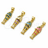Dije Elegante 05.459.0023.3 Oro Laminado, Diseño de Pescado, Esmaltado Azul claro, Tono Dorado