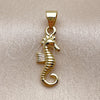 Dije Elegante 05.459.0078 Oro Laminado, Diseño de Caballo de Mar, Pulido, Tono Dorado