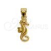 Dije Elegante 05.459.0078 Oro Laminado, Diseño de Caballo de Mar, Pulido, Tono Dorado