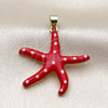 Dije Elegante 05.459.0079 Oro Laminado, Diseño de Estrella y Pescado, Esmaltado Rojo, Tono Dorado